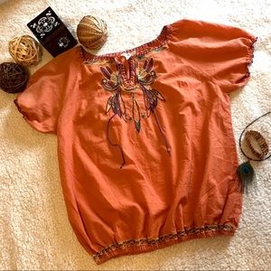 Dress Barn Embroidered Boho Blouse